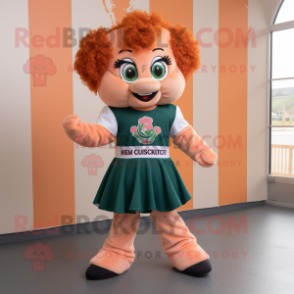 Peach Irish dancer mascot costume character dressed with V-Neck Tee and Cummerbunds