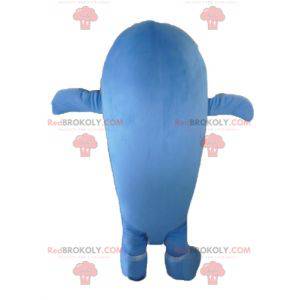 Mascotte de baleine bleue et blanche fun et souriante -