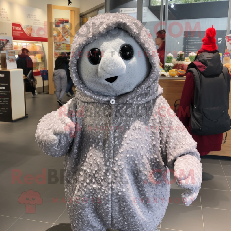 Silver Raspberry mascot costume character dressed with Coat and Scarves Silver Raspberry mascot costume character dressed with Coat and Scarves