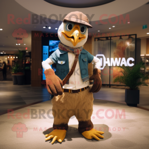 nan Hawk mascot costume character dressed with Chinos and Messenger bags