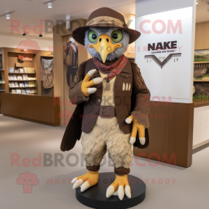 nan Hawk mascot costume character dressed with Chinos and Messenger bags