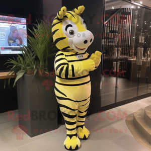 Geel Zebra mascotte kostuum...