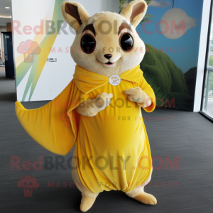 Yellow Flying Squirrel mascot costume character dressed with Maxi Dress and Cufflinks