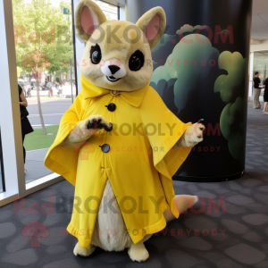 Yellow Flying Squirrel mascot costume character dressed with Maxi Dress and Cufflinks