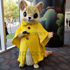 Yellow Flying Squirrel mascot costume character dressed with Maxi Dress and Cufflinks