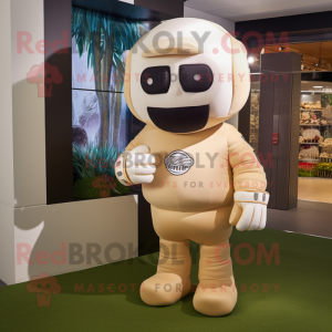 Cream American football helmet mascot costume character dressed with Polo Tee and Bow ties