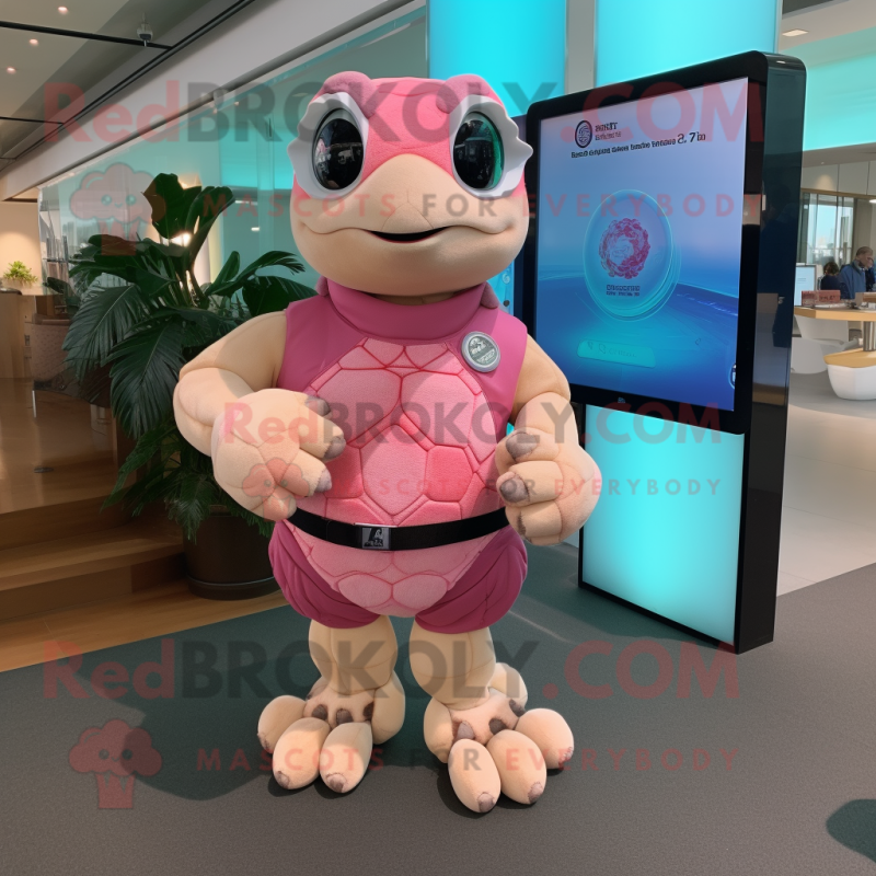 Pink Sea turtle mascot costume character dressed with Culottes and Smartwatches