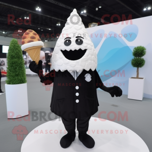 Black ice cream cone mascot costume character dressed with Dress Shirt and Brooches