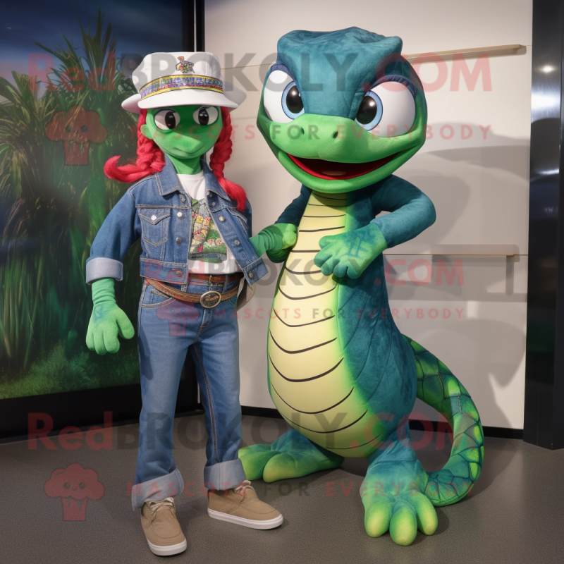 nan Snake mascot costume character dressed with Mom Jeans and Keychains