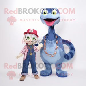 nan Snake mascot costume character dressed with Mom Jeans and Keychains