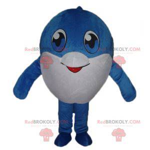 Mascote grande peixe azul e branco muito fofo - Redbrokoly.com