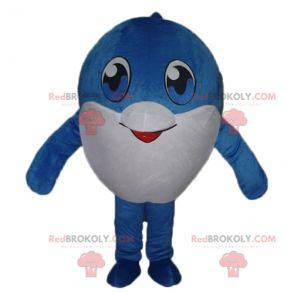 Mascote grande peixe azul e branco muito fofo - Redbrokoly.com