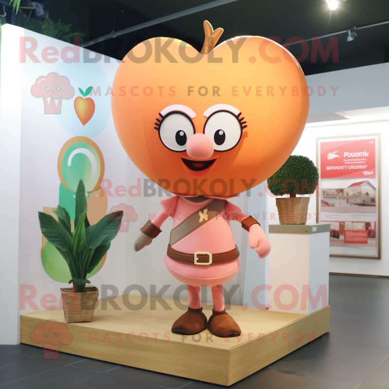 Peach arrow of love mascot costume character dressed with Henley Tee and Bracelet watches