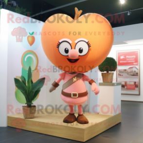 Peach arrow of love mascot costume character dressed with Henley Tee and Bracelet watches