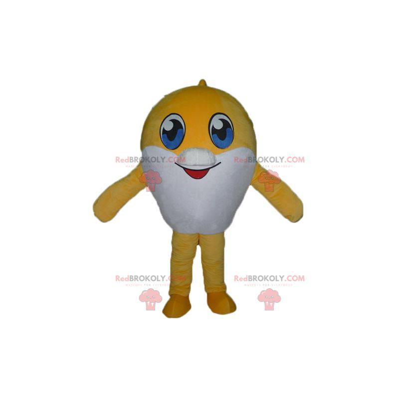 Velmi roztomilý velký žlutý a bílý rybí maskot - Redbrokoly.com