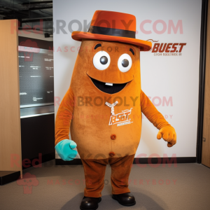Rust Ice mascot costume character dressed with Suit Jacket and Caps