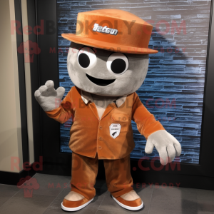 Rust Ice mascot costume character dressed with Suit Jacket and Caps