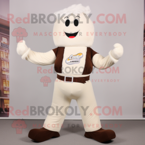 Cream chocolate bars mascot costume character dressed with Capri Pants and Cummerbunds