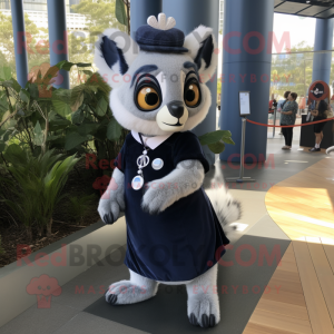 Navy Lemur mascot costume character dressed with A-Line Skirt and Keychains