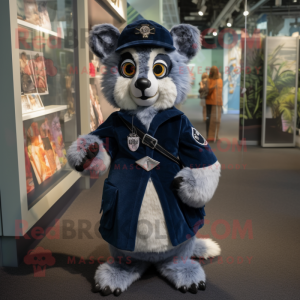Navy Lemur mascot costume character dressed with A-Line Skirt and Keychains