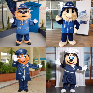 Navy Spaghetti mascot costume character dressed with Windbreaker and Ties
