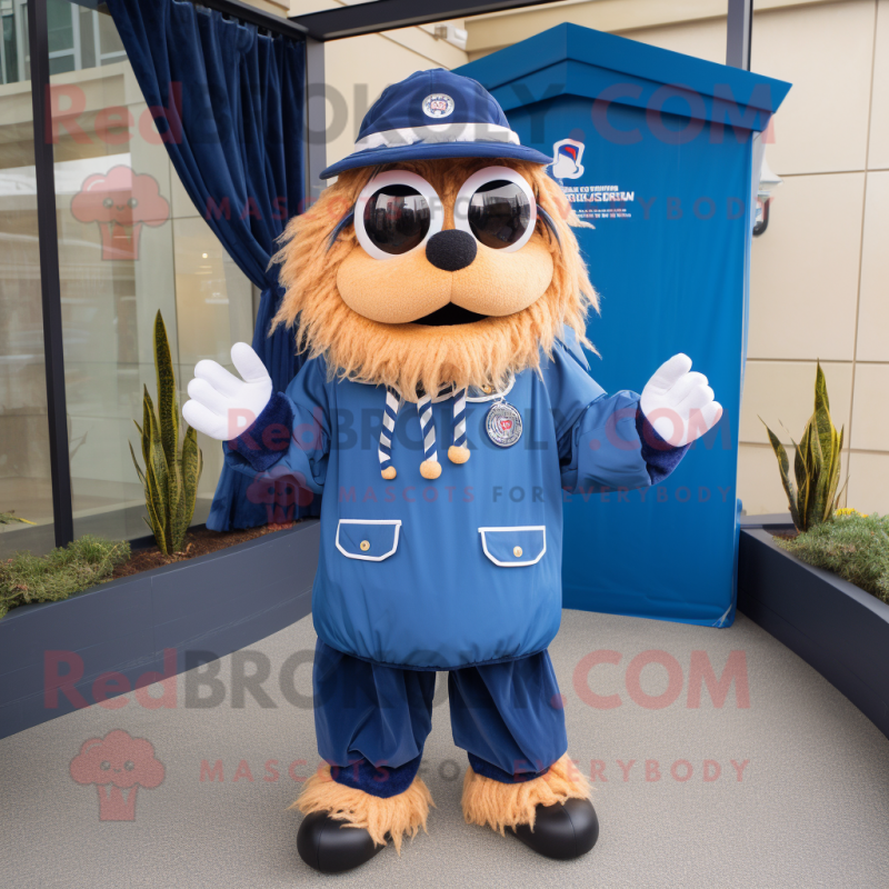 Navy Spaghetti mascot costume character dressed with Windbreaker and Ties