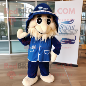 Navy Spaghetti mascot costume character dressed with Windbreaker and Ties