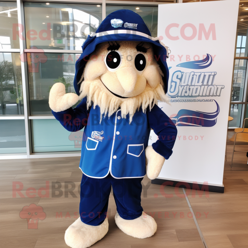 Navy Spaghetti mascot costume character dressed with Windbreaker and Ties