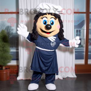 Navy Spaghetti mascot costume character dressed with Windbreaker and Ties