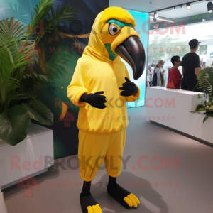 Gul Tucan maskot kostume...