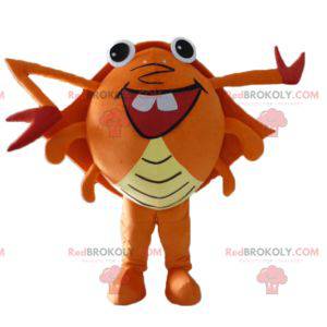 Meget sjov kæmpe rød og gul orange krabbe maskot -