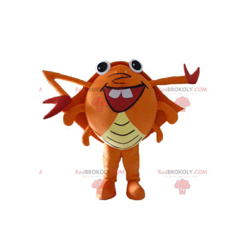 Mascotte di granchio gigante rosso e giallo arancione molto