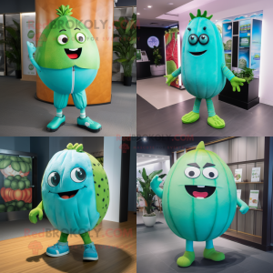 Cyan Melon mascotte kostuum...