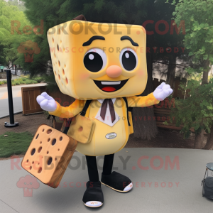 Olive Grilled Cheese Sandwich mascot costume character dressed with Blazer and Handbags