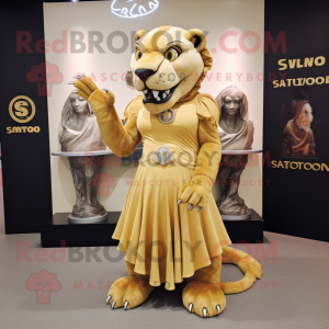 Guld Smilodon maskot kostym...