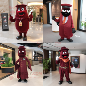 Maroon Pepper mascot costume character dressed with Suit and Belts