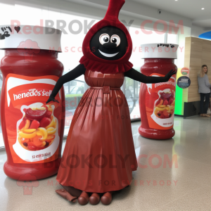 Brun flaska ketchup maskot...