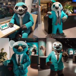 Teal Sloth mascotte kostuum...