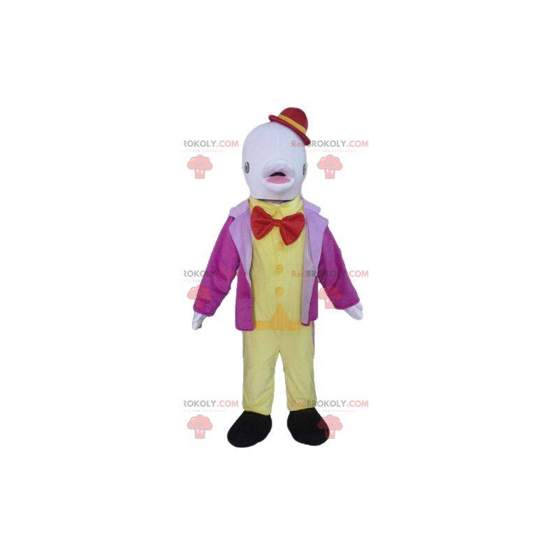 Costume mascotte delfino bianco con un cappello - Redbrokoly.com