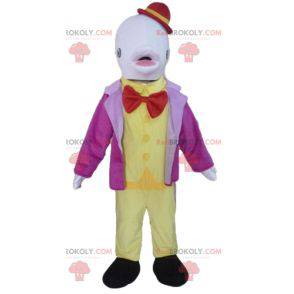 Costume mascotte delfino bianco con un cappello - Redbrokoly.com