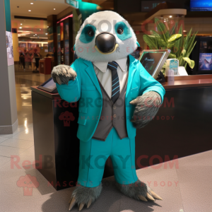 Teal Sloth mascotte kostuum...