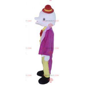 Mascotte witte dolfijn kostuum met een hoed - Redbrokoly.com
