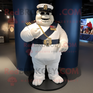 Navy Strongman mascot costume character dressed with Wedding Dress and Wallets