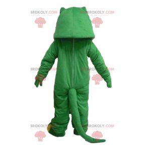 Mascotte coccodrillo verde e giallo molto realistica e