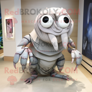 Silver hermit crab mascot costume character dressed with Pencil Skirt and Anklets
