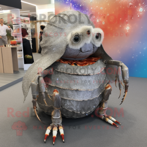 Silver hermit crab mascot costume character dressed with Pencil Skirt and Anklets