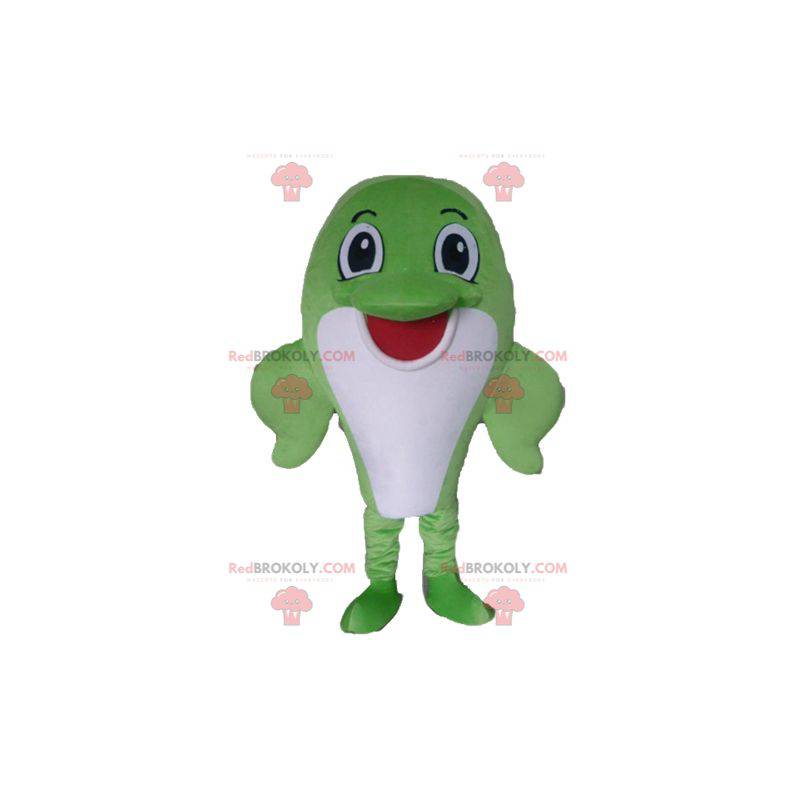 Mascote grande peixe golfinho verde e branco - Redbrokoly.com