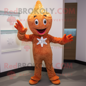 Rust Starfish mascot costume character dressed with Blouse and Gloves
