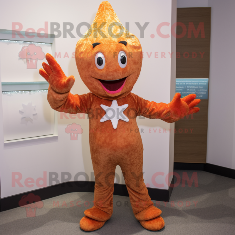 Rust Starfish mascot costume character dressed with Blouse and Gloves