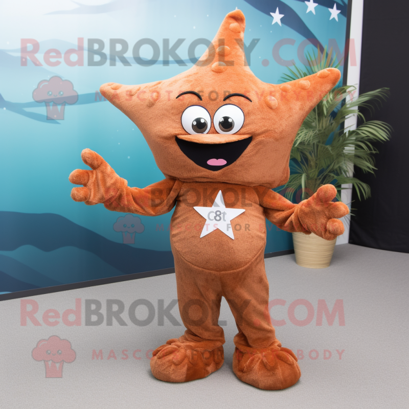 Rust Starfish mascot costume character dressed with Blouse and Gloves